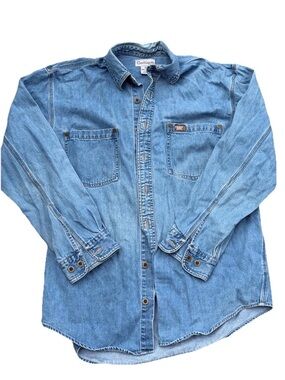 Vintage Carhartt Men's Light Blue Denim Workshirt